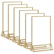 HIIMIEI Acrylic Gold Frames Sign Holders 4x6, Double Sided Table Menu Display St