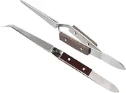 OSALADI 2pcs Self-closing Tweezers Curved Tips for Precision Soldering Jewelry Making Crafting and Electronics Repair Durable and Heat-resistant Tools