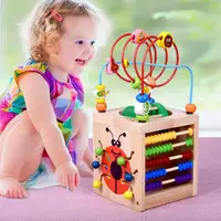 在飛比找蝦皮購物優惠-木制多功能寶寶繞珠玩具 四面繞珠百寶箱玩具串珠玩具益智1-3
