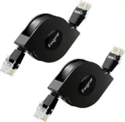 [2-Pack] Cat 6 Ethernet Cables (1M), 10Gbps RJ45 Portable Retractable Flat Cat6