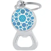 Snowflake Pattern Bottle Opener Keychain - Metal Beer Bar Tool Key Ring