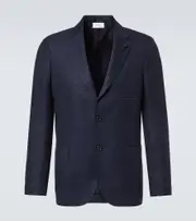 [Lardini] Lardini Checked cotton and linen blazer AU 102 blue