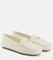 [Prada] Prada Logo leather moccasins AU 8 white