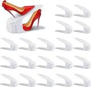 20pcs Shoe Rack Shoe Organizer Space-Saving Storage Shoe Organizer for Closet,Shoe Stacker Shoe Slots Space Saver Double Stack Shoe Holder Homeries (White)