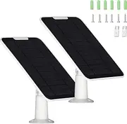 [Omiention] Upgrade 5V 5W Solar Panel for Security Camera, Compatible with Eufycam 2C/2C Pro/2/2 Pro/E20/E40/E, Solar Panel with Micro USB Port, USB-C Adapter and 9.8ft/3m Charging Cord, 2 Pack, White