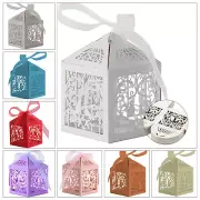 50-100 Luxury Boxes Wedding Party Favour Box Laser Cut Sweets Cake Candy Gifts