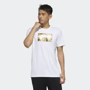 ADIDAS 短袖 短T FOIL BOX TEE 白 金 長方LOGO 棉 休閒 男(布魯克林) FM6259