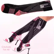 sz I US S NEW $265 PRADA RUNWAY Black Pink TECHNO LOGO Geometric KNIT KNEE SOCKS