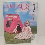 McCalls PATTERN 7268 DOLL ACCESSORIES 18 INCH DOLLS - NEW -TENT SLEEPING BAG
