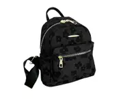 Floral Printed Canvas Backpack Large Capacity Fashionable Multi Functional Canvas Backpack Black Free Size