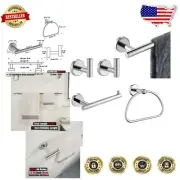 Elegant Chrome Bathroom Set: Towel Bar, Ring & Hooks for Smart Spaces