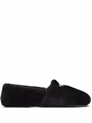 [Prada] logo shearling slippers 8 Black