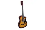 38in Karrera Acoustic Guitar Steel Strings Carry Bag Shoulder Strap Sun Burst