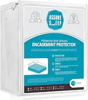 L' COZEE Waterproof Box Spring Encasement Cover - Zippered Mattress Protector with Double Seal Protection Against Fluids, Bed Bugs, Allergens, Dust, Mildew, and Molds - 6-Sided, 360° Coverage (King)