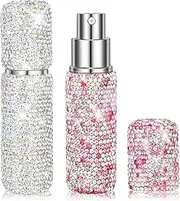 2 Pcs Mini Travel Perfume Bottle Refillable Perfume Atomizer Pocket Perfume Dispenser Portable Travel Size Perfume Refill Bottle for Outgoing Empty Bling Glitter Spray Bottles, 10 Ml, 2 Colors