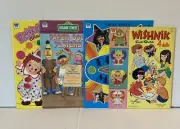 Lot 4 Vintage Whitman Paper Dolls Wishnik Donny Osmund Seasame Street Raggedy An