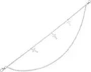 [ANDRESLAD] Unique Body Chain for Pants Geometric Pattern Cross Leaves Punk Design Silver Metal Chain Fashion Accessory