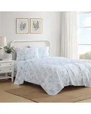 Laura Ashley 200 Thread Count Walled Garden Printed Cotton Percale Sheet Set