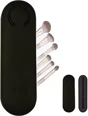 Oimzzr Makeup Brush Holder Travel Silicone Make-Up Brush Organizer Bag Portable Cosmetic Brush Pouch for Women Black