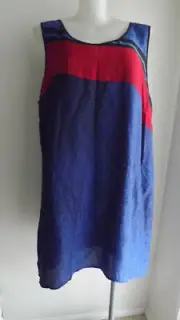 Blue/Red Sleeveless Short Length Dress .... AUTOGRAPH .... Size 24 #M0321
