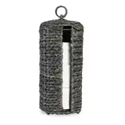 Toilet Paper Holder Stand Black Storage With Lid Wicker Boho Woven Basket For