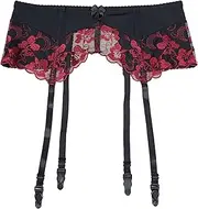 [TVRtyle] Wine Red Embroidery Flower Women Sexy Garter Belts for Stockings Metal Buckles S086