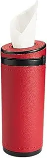 Car Cup Holder Tissues,MoreChioce ABS PU Leather Tissue Dispenser Car Tissue Tube Box Universal Cylinder Napkin Holder Multipurpose Trash Bin for Car Vehicle Bathroom Office,Red