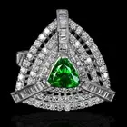 14k Pure White Gold Natural 1.35 Carat Tsavorite Garnet Diamond Vintage Ring $