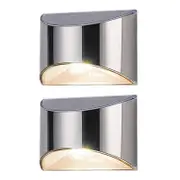 2Pcs Stainless Steel Solar Wall Lamp For Landscape Decor And Courtyard Lighting Fixture-Style 2