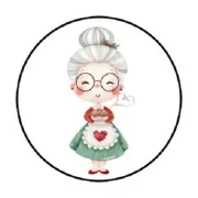 48 MRS CLAUS SANTA ENVELOPE SEALS LABELS STICKERS 1.2" ROUND FAVOR