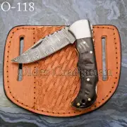 EXQUISITE, CUSTOM MADE HAND FORGED DAMASCUS FOLDING POCKET KNIFE BACK LOCK 0-118