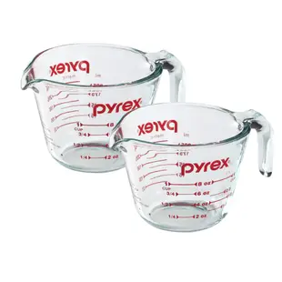 【康寧 Pyrex】康寧 Pyrex 耐熱玻璃單耳量杯250ML*2入組/烘焙用具/新手必備