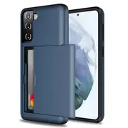 ZUSLAB Galaxy S21 5G Slide Armor Wallet Case Credit Card Holder Protective Cover for Samsung - Blue