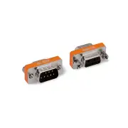 1in Null Modem Adapter DB9 Male to DB9 Female Slimline - Silver