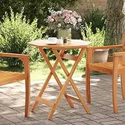 Folding Outdoor Table Round Acacia Wood, Portable Small Table for Patio, Dining, Bistro, Party, Ø70x75 cm