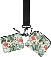 [GuoChe] Women's Coin Pouches Card Holder Paisley Flowers Ethnic Retro Cute Fashion Women's Money Organizers with Keychain for Women Men 2 Pcs, Paisley flowers ethnic21, 4.13" x 3.51" & 4.13" x 4.13", Retro