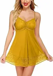 [Accessorize Kingdom] Women's Lace Floral Above The Knee Babydoll Lingerie, Perfect for Special Nightwear Honeymoon
