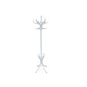 CARLA HOME White Coat Rack with Stand Wooden Hat and 12 Hooks Hanger Walnut tree