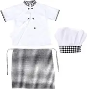 [GLEAVI] 1Set Unisex Chef Uniform Short Sleeve Blouse with Chef Hat Apron for Career Day Costume Comfortable Breathable for Boys and Aged