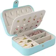 ALINK Travel Jewelry Case,Small Jewelry Box,Portable Travel Jewellery Box Trays Organizer Display Storage Case for Rings and Earrings (Sky-Blue)