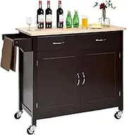 Storage Rack Portable Kitchen Island Cart with Storage and Drawers, Rolling Storage Cabinet Trolley Cart with Lockable Trolley(Black)