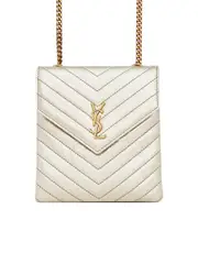 Saint Laurent Double Flap Bag in Quilted Lambskin in Pale Pink