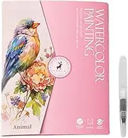 Watercolor Coloring Book, Watercolor Workbook, 7.48x5.67 Inches12 Color Paint Set and Brush, Painting Work Book for Artistic Artwork & Relaxing Tintings