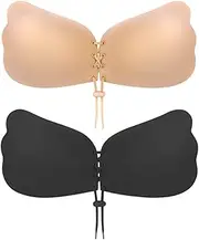 [MITALOO] Sticky Push Up Adhesive Invisible Backless Bra Magic Nipple Covers Strapless Bra