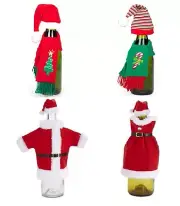 ~~ONE (1) HOLIDAY SANTA MRS CLAUSE & SHAW WITH HAT WINE BOTTLE COVER IMMED SHIP!