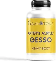 GRANOTONE Acrylic Gesso (White) Water Base Non-Toxic Universal Gesso Primer to Apply as an Undercoat Before Painting for Extra Coverage – Ideal for Pro Artist, Hobby Painters & Kid – 200ml