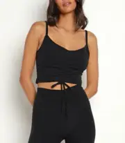 Beyond Yoga Women’s Spacedye Ruched Centered Cropped Tank NWT S Darkest Knight