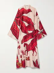 [Cristiano Marcheli] Cristiano Marcheli - Jane Printed Silk-blend Satin Kaftan - Red - x small x small Red