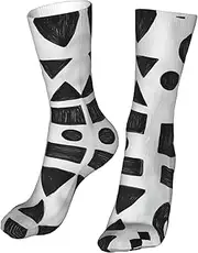 [CSIVKEJ] Crew Socks Comfort Casual Athletic Multi Design Socks For Women Men, Black White 12, One Size, Black White 12, One size