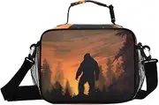 Sasquatch Sunset Black Tree Insulated Lunch Box for Women Men - Ideal for Work, Picnics - Includes Adjustable Shoulder Strap